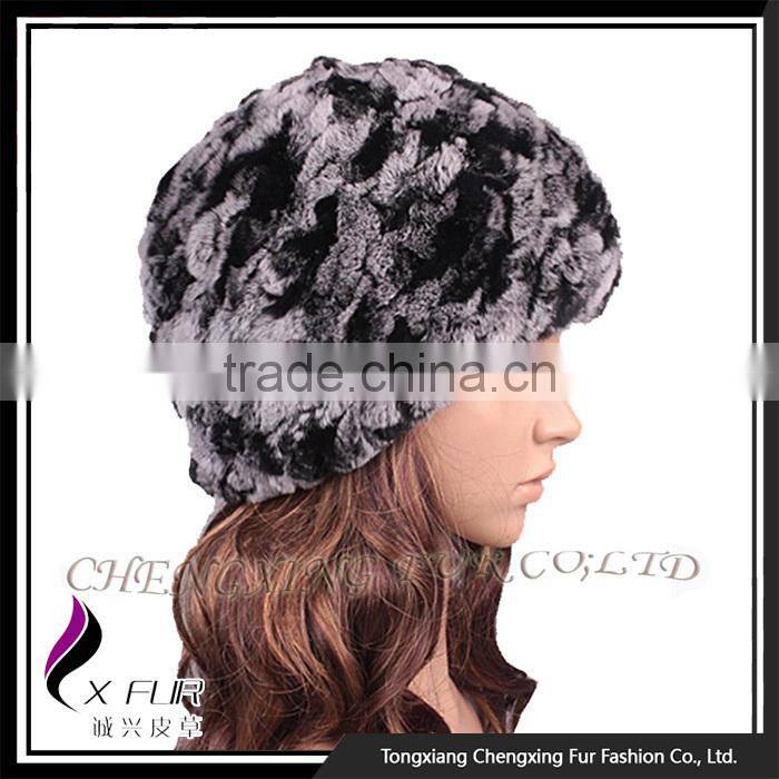 CX-C-191A Women In Stock Fashion Wholesale Rex Rabbit Fur Beanie Hat