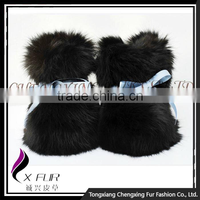 CX-SHOES-07 New Products Genuine Rabbit Fur Cute Baby Shoes