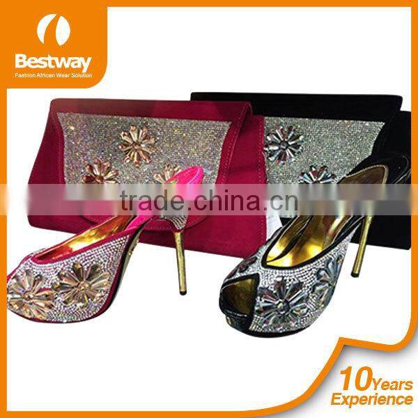 Wholesale price fashionable ladies shoes and bags gold shoes and bags to match