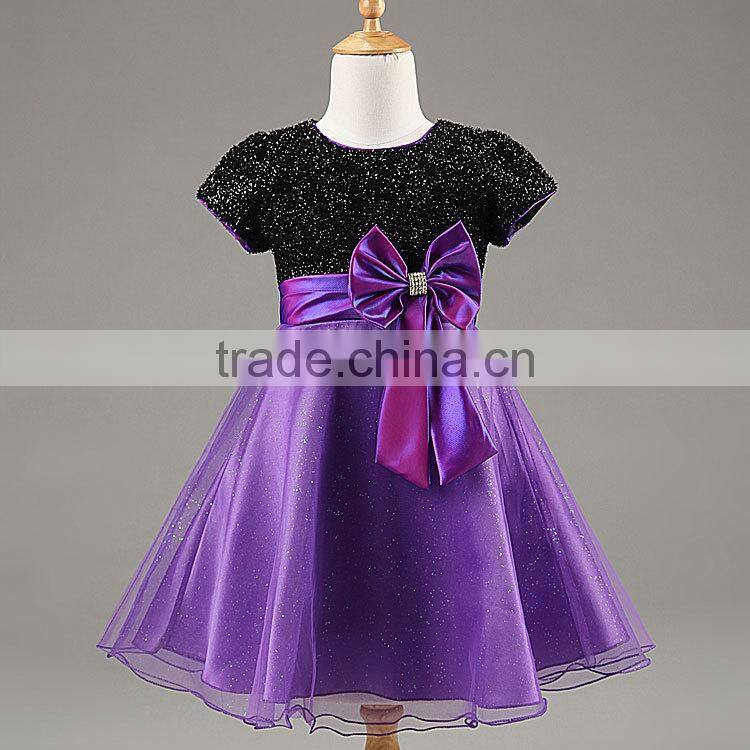 MGOO Fashion 2016 New Princess Flowers Girl Dress New Model Girl Dress 12 Years Old Purple Party Dress MGT027-4