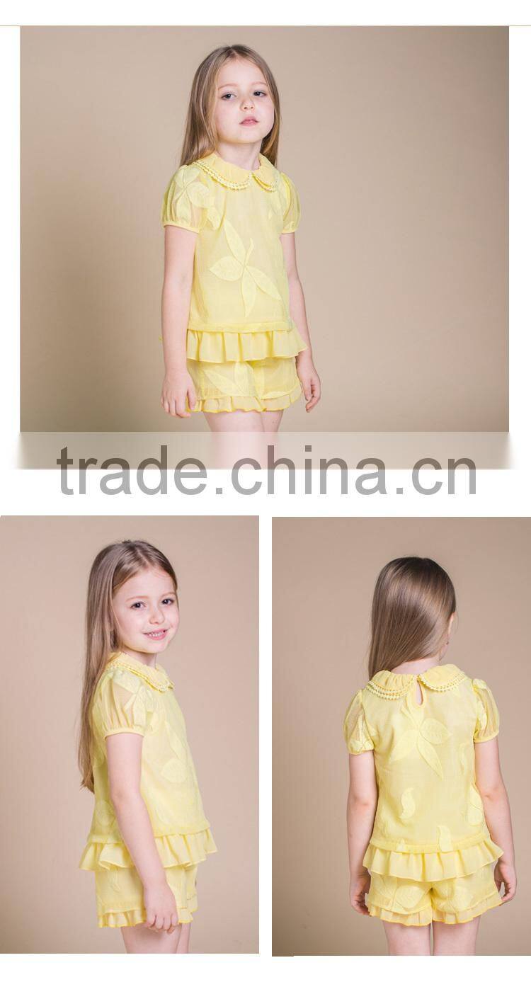 Fashion Puff Sleeve Girls Boutique Clothing Set Wholesale Children's Clothes