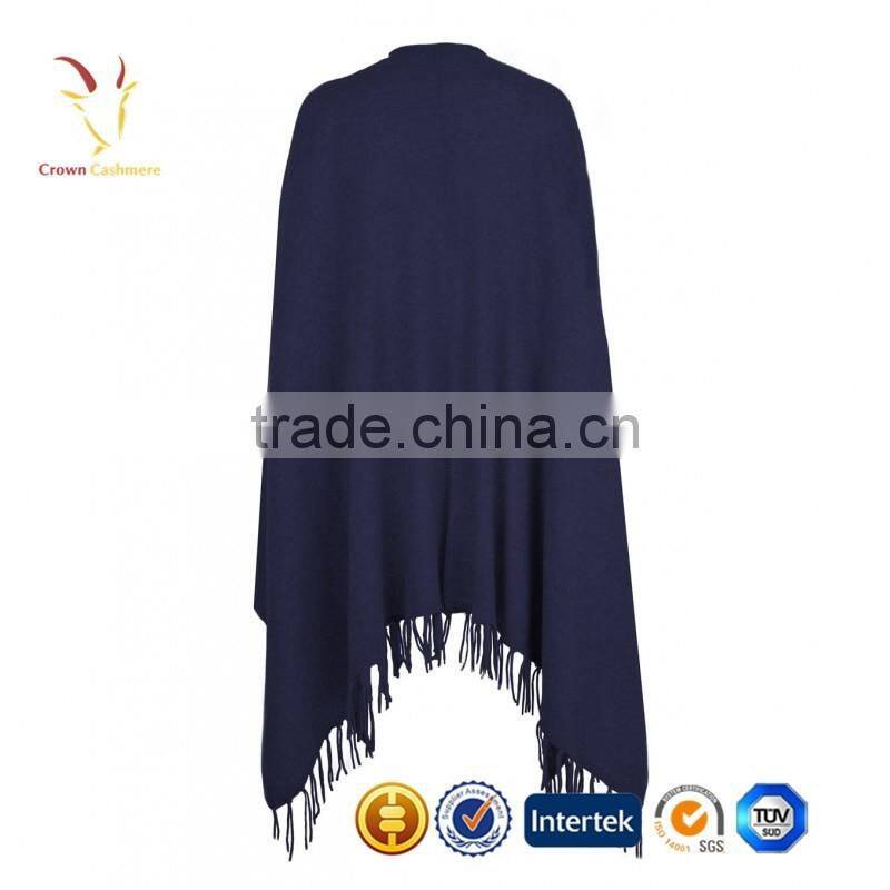 Womens Knit Poncho With Fringe,Women Navy Wool Poncho