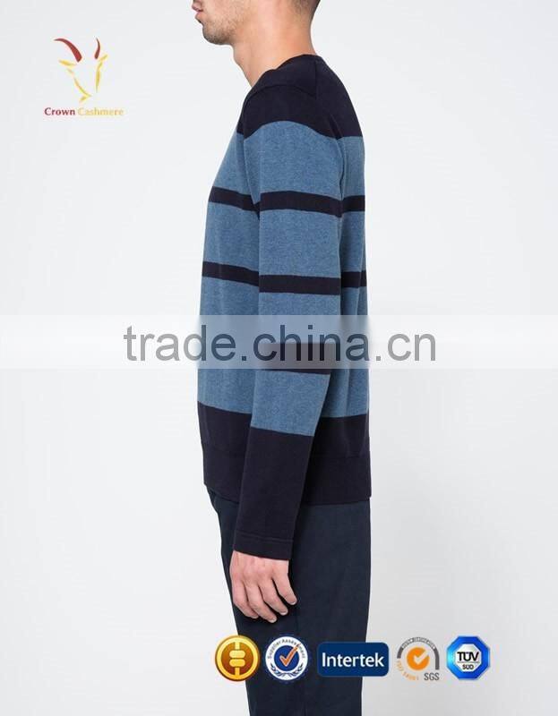 Stripe Crewneck Long Sleeve Pattern Knitted Sweater Pullover For Men