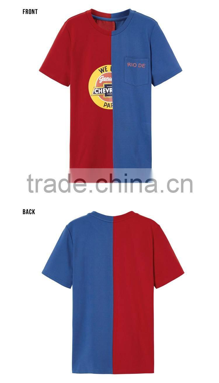 2017 fashio cool contrast color blue and red t-shirt girl drifit sports t shirt