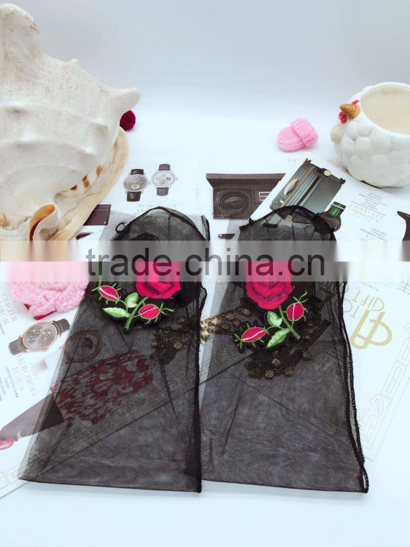 WS-2 Hot Fashion New Style Women Ultrathin Sheer Embroider Rose Flowers Fishnet Socks Breathable Mesh Summer Hosiery