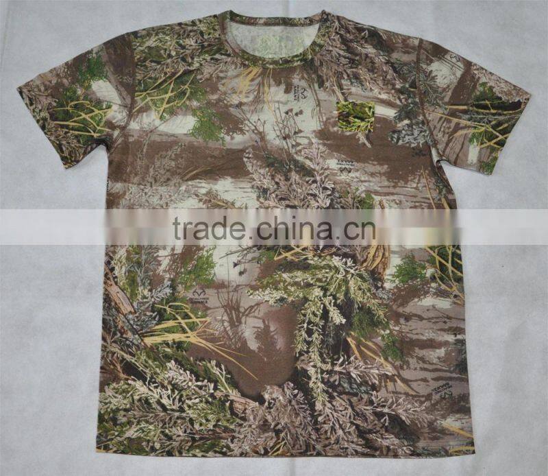 OEM Men' 100% Merino Wool Thermal Camouflage Hunting Pattern, Militray T-Shirts, Crew Neck Short Sleeve Top, Size Plus
