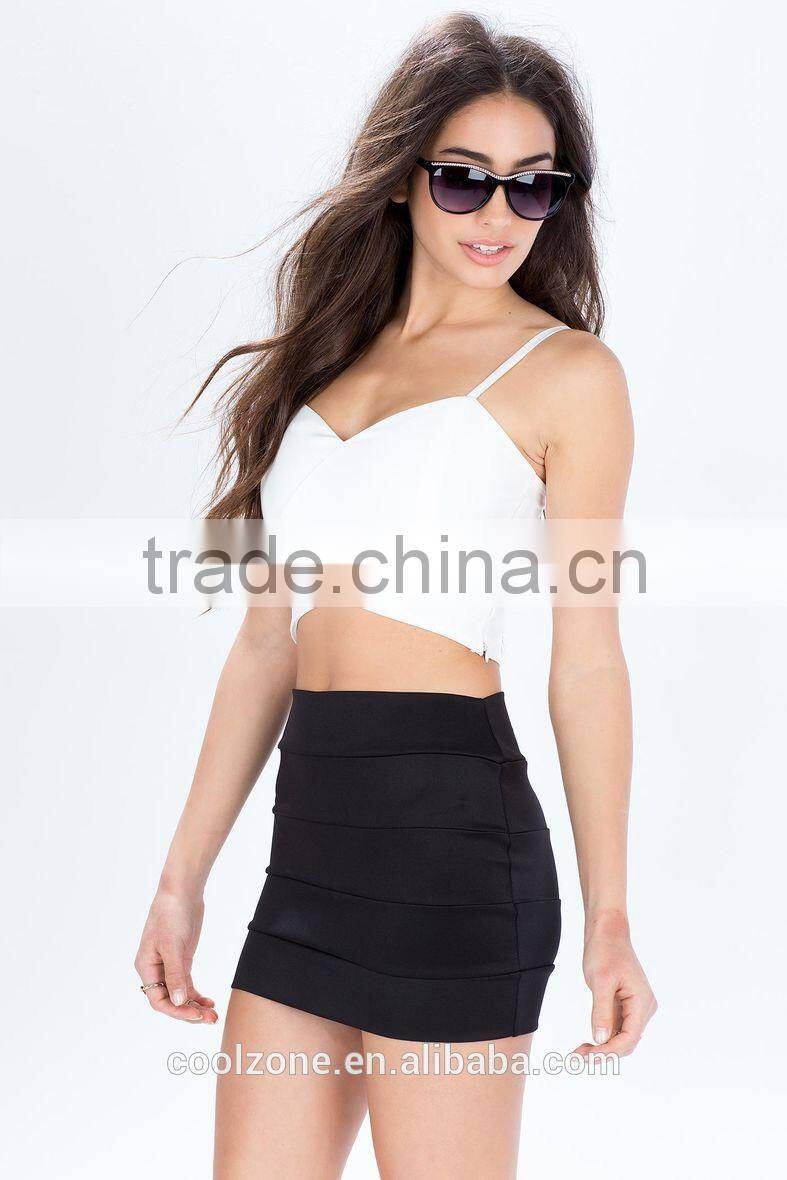 2015 high quality fashion elastic banded mini skirt ladies short skirt