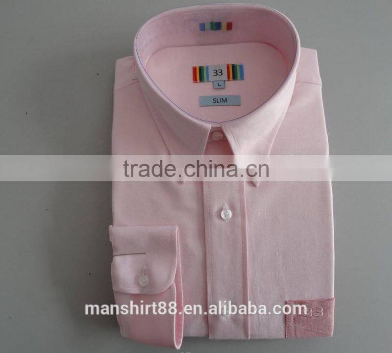 100% organic cotton pink oxford button down collar long sleeve men's dress shirt
