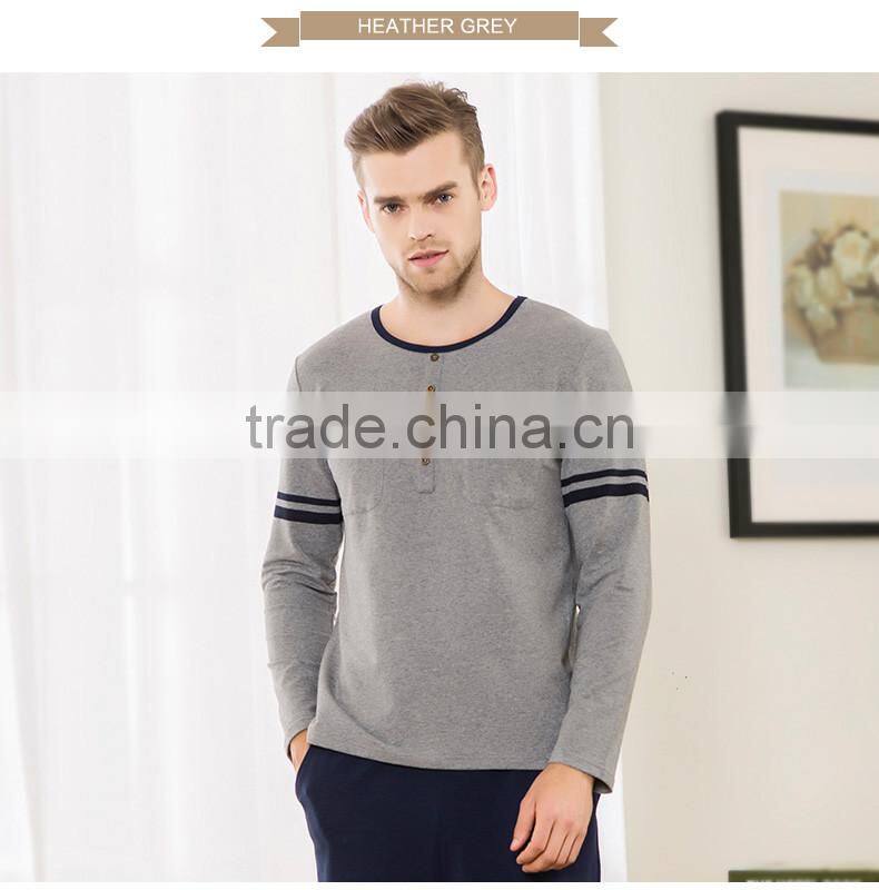 Best Price Qianxiu Long Sleeved Stylish Knit Cotton Couple Men Comfort Pajama