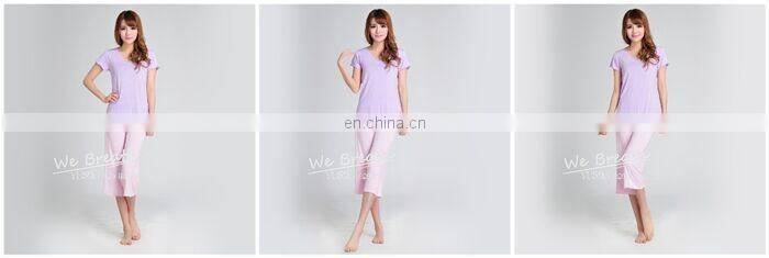 Women's Bamboo Jersey Spring Summer Pajama Lounge Pants 3/4 Length