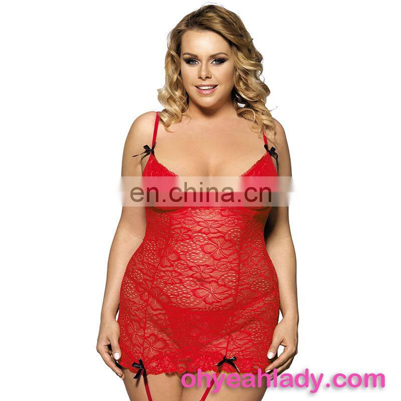 Three Color Four Size Lace See Through Sexy Lingerie for Fat Women
