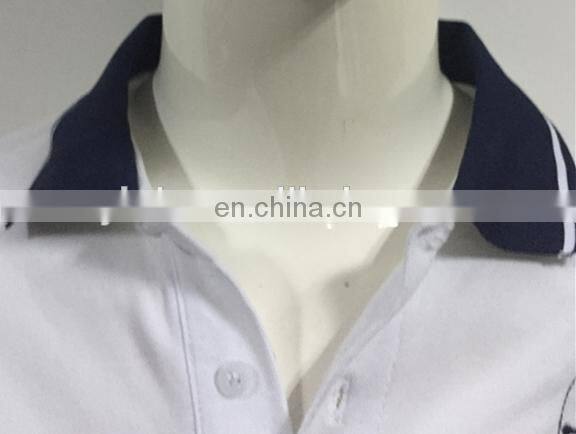 2017 Men's dryfit white polo t-shirt with black stripped collar work uniform
