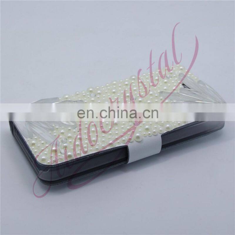 Aidocrystal Pearl double white feather flower customized phone covers for Huawei P9 lite