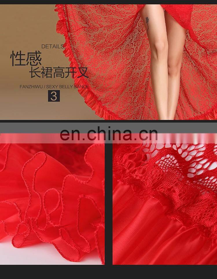 Q-6057 Spainish sexy lace long lady belly dance skirt