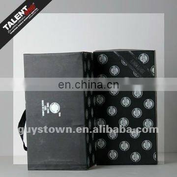 custom private design brand printed paper shoe box with ribbon handle