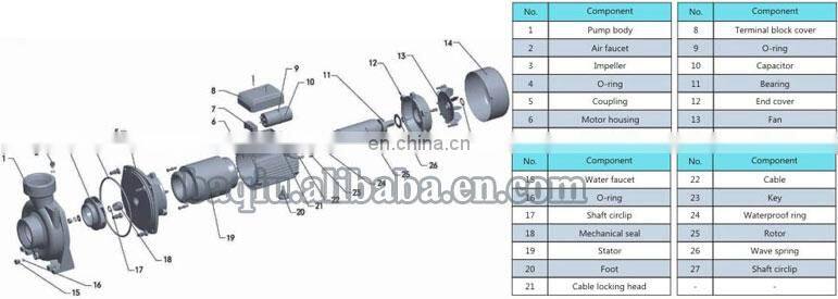 1.5kw 2hp agriculture electric centrifugal water pump