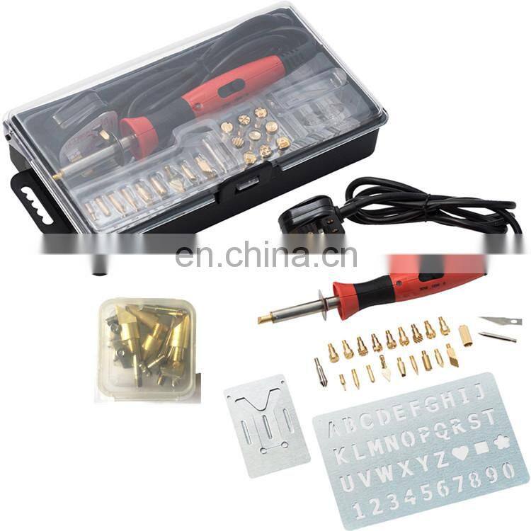 37pcs kit wood burning tool dual power Pyrography pen 220V UK