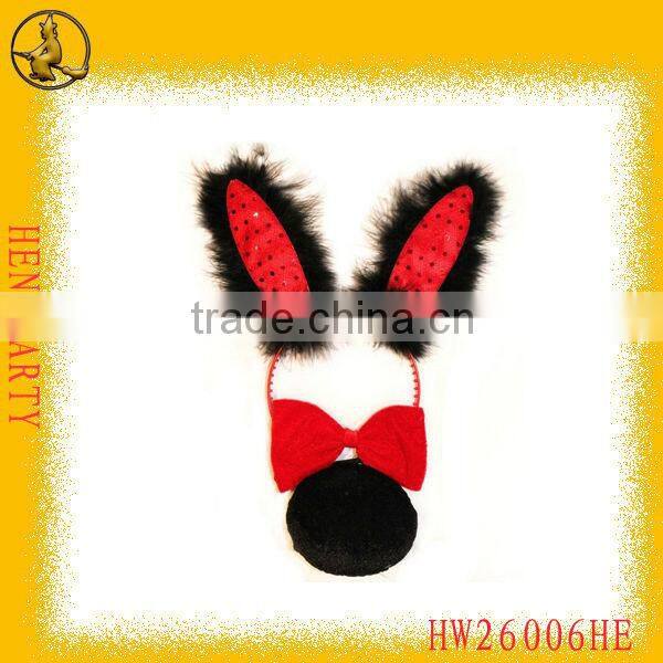 Satin Red Sexy Devil Horn Five Pieces Set For Hen Pary