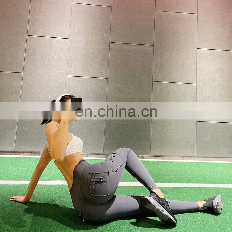 Wholesale sexy peach fitness pants women's tooling high-waist hip-lifting elastic tight-fitting yoga pants