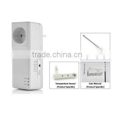 hot sellingQuad band remote controlled gsm socket gsm with Temperature Sensor suitable for EU power supply support up to 5 users