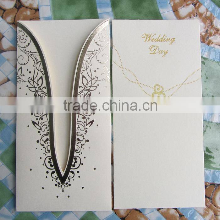 2016 Hot Sale Ivory Gold Foil European Tradition Elegant Wedding Card
