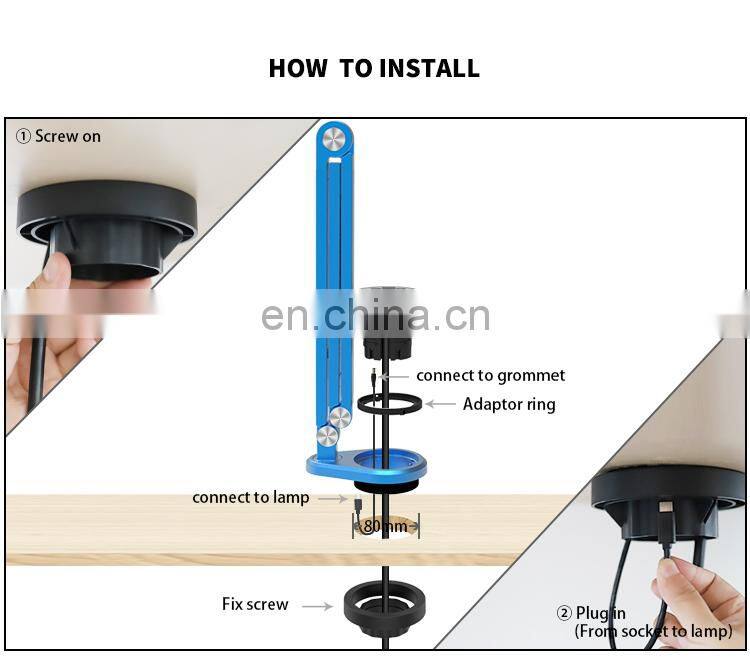 Adjustable lamp with Socket and USB charger for Table top