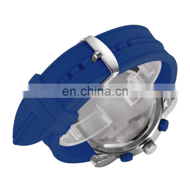 Small Order 50PCS Factory Direct Men's Watch Chronograph Silicone Band Alarm Watches Man Sport Wristwatch