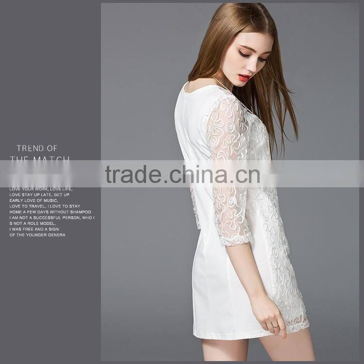 2017 hot new lace three-quarter sleeve dress for summer and autumn