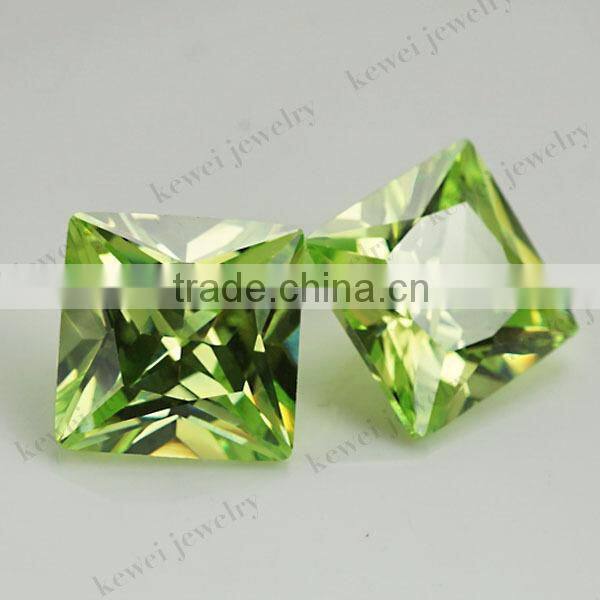 Wholesale jewelry Apple Green Square Princess Cut Cubic Zirconia