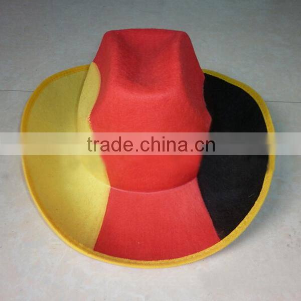 Factory custom 100% orange wool felt black western cheap felt cowboy hard hat with decoration