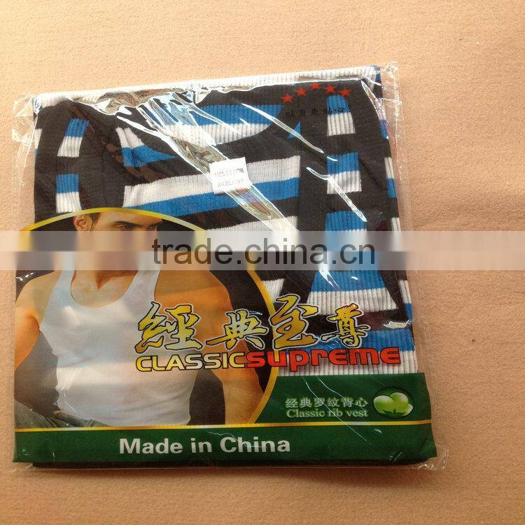 0.7USD Stock Cheappest Rib Cotton Colorful Strip Men Running Singlet/ Men Tops ( kcbx004 )