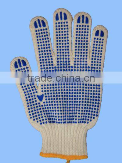 20' black pvc dotted cotton knitted working glove