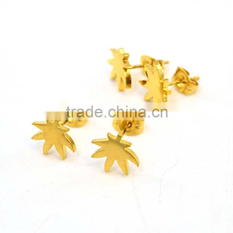 Arui jewelry fashion gold earrings designs for girls leave earrings