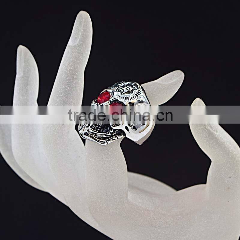 China 2016 New Products Single Stone Ring Designs Skull Rings With Ruby