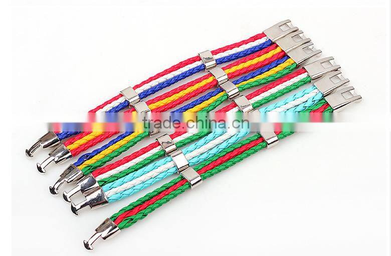 2016 Euro cup leather wrap nationall flag bracelet