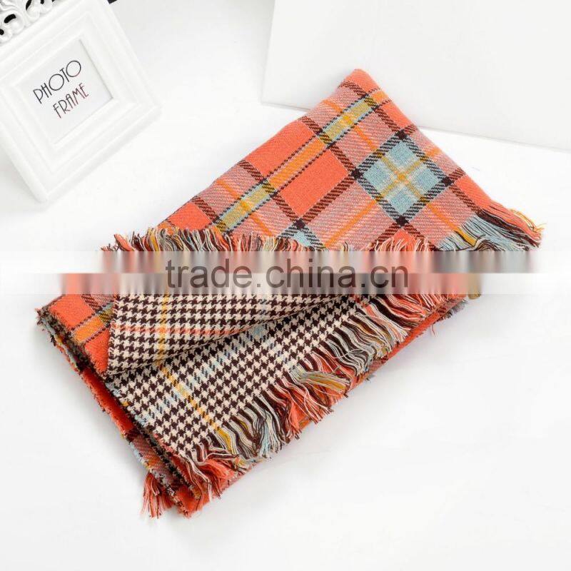 Wholesale Colorful Plaid Checked Wool Winter Ladies Shawl