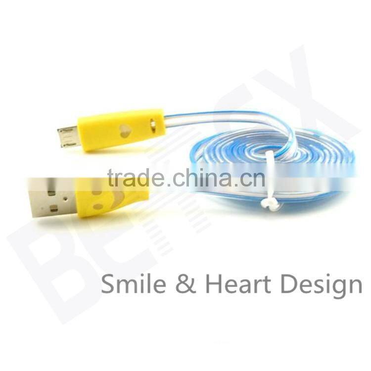Android Universal Smile Flat Noodle Micro USB Dc Charging Cable
