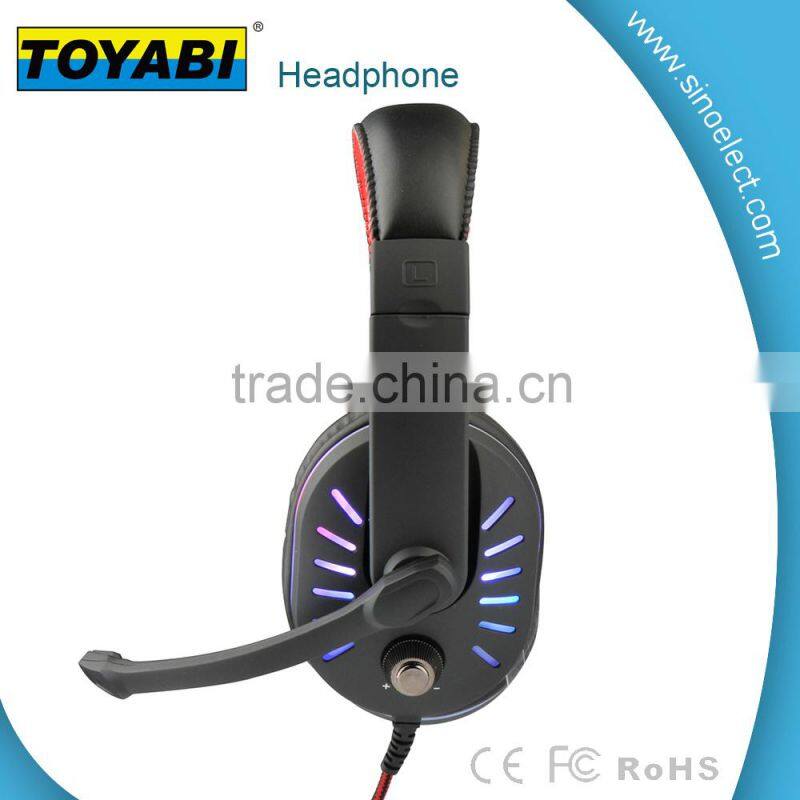 Super Bass Volumn control Gaming Games Headsets Light Up Headphone Earphone with LED Lights with Micro