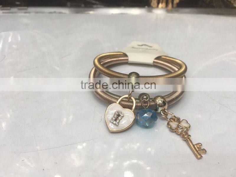 European Peace Love Symbol Spring Elastic Bracelet