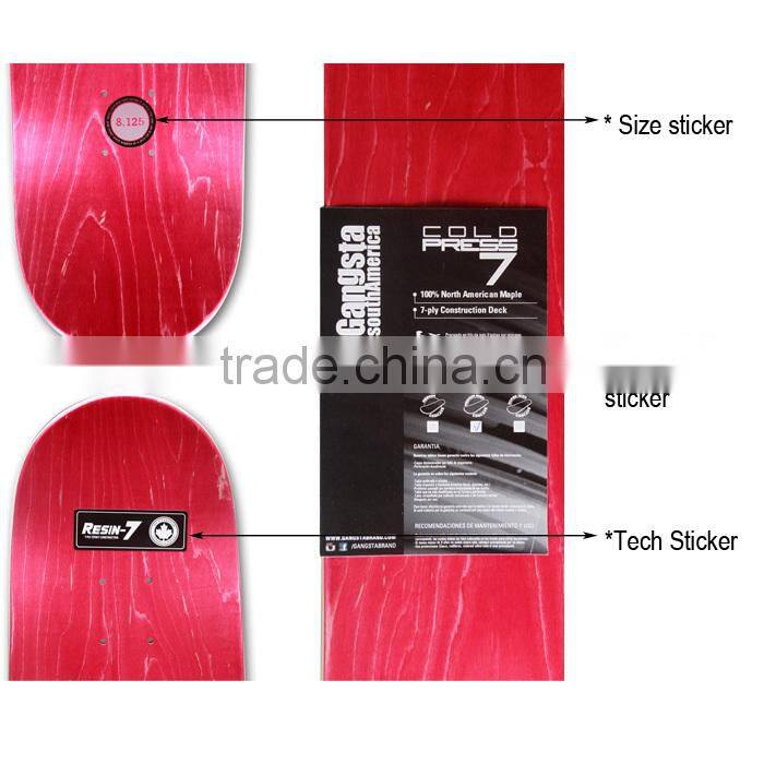 8.25 inch skateboard decks, 100% canadian maple cold pressing skateboard boards