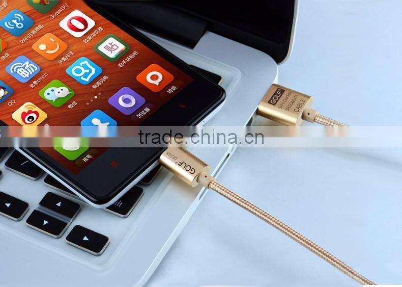 Wholesale Golf 2.1A Quick Charger Nylon USB Cable For Samsung S5 S6 1.5M Micro Braided Wire USB Data Cable For Android TB-0373