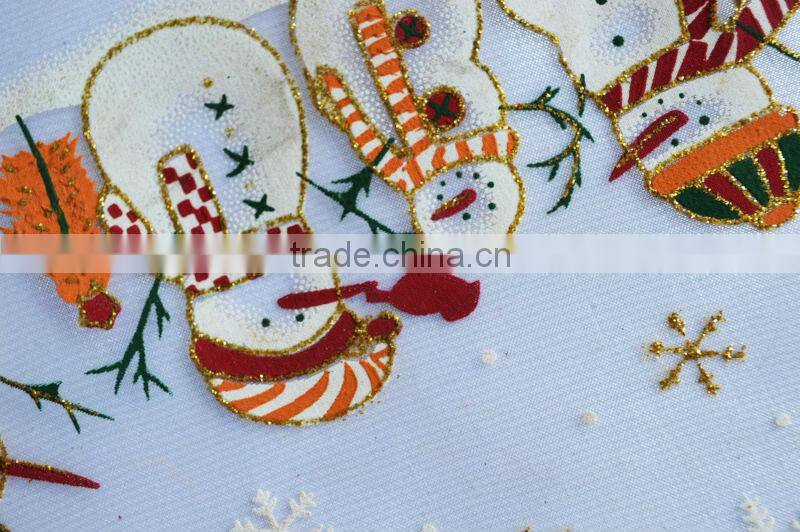 Polyester Organza Printed Fabric Snow man Design 237