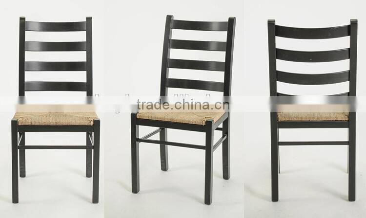 Rustic wooden home useful Webbing seat Black armless dining chair/ Restaurant chair(New Product)