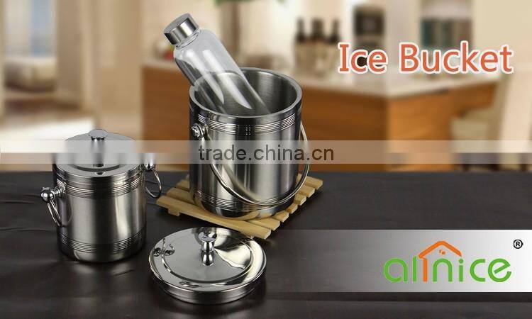 Top selling portable moving ice bucket/mental stainless steel ice cooler with rack&lid/ wine cooler pail