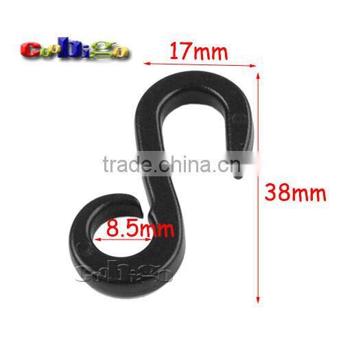 38*17mm Black Plastic Dual Hanger&Hook For Garment Textile Packaging Accessories #FLC233-B