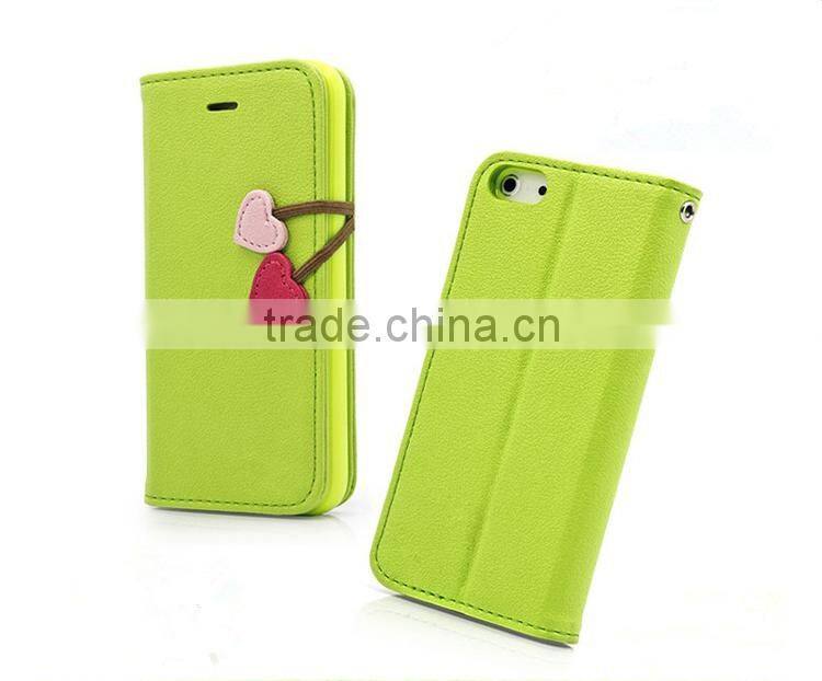 2015 Hot Selling Little Cherry Mobile Phone Case Flip Leather Case For iPhone
