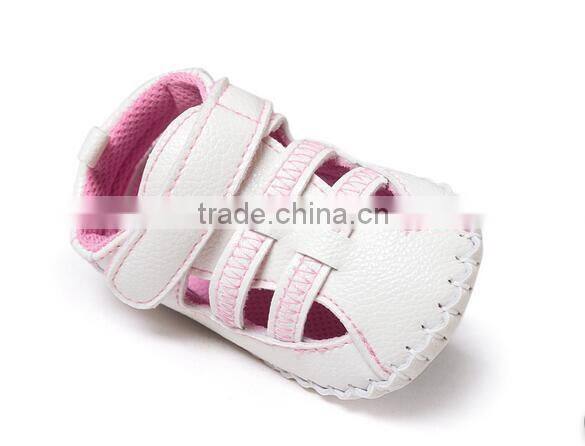 top quality new born baby kids soft half rubber soled toddler pu sandal shoes