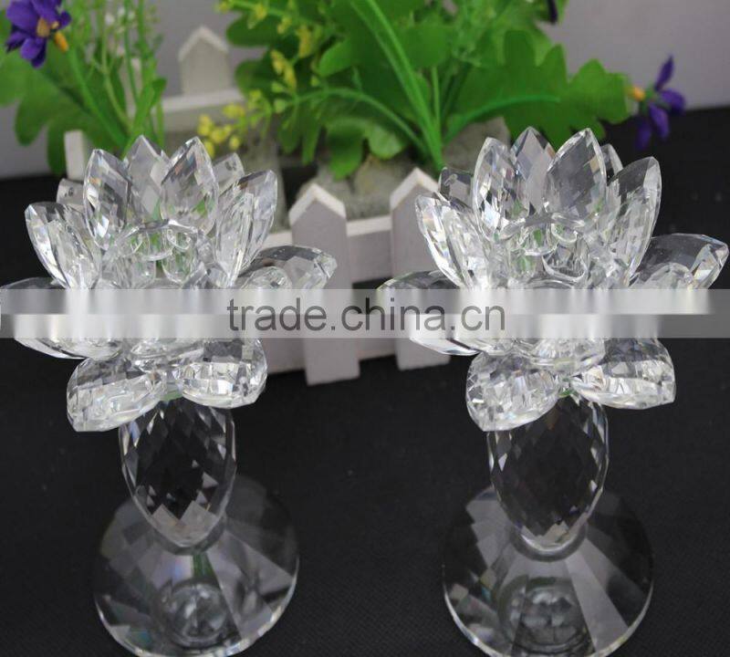 Factory firectly sale European style K9 crystal material 2016New design can be customized size crystal lotus and candle holder