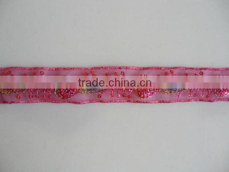 Exquisite sequin organza embroidery lace trim