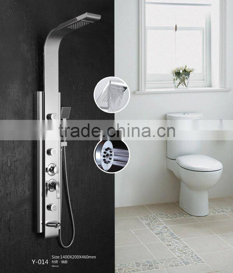 bathroom fittings luxury mirror finish 304 stainless steel set column shower panel Y-014